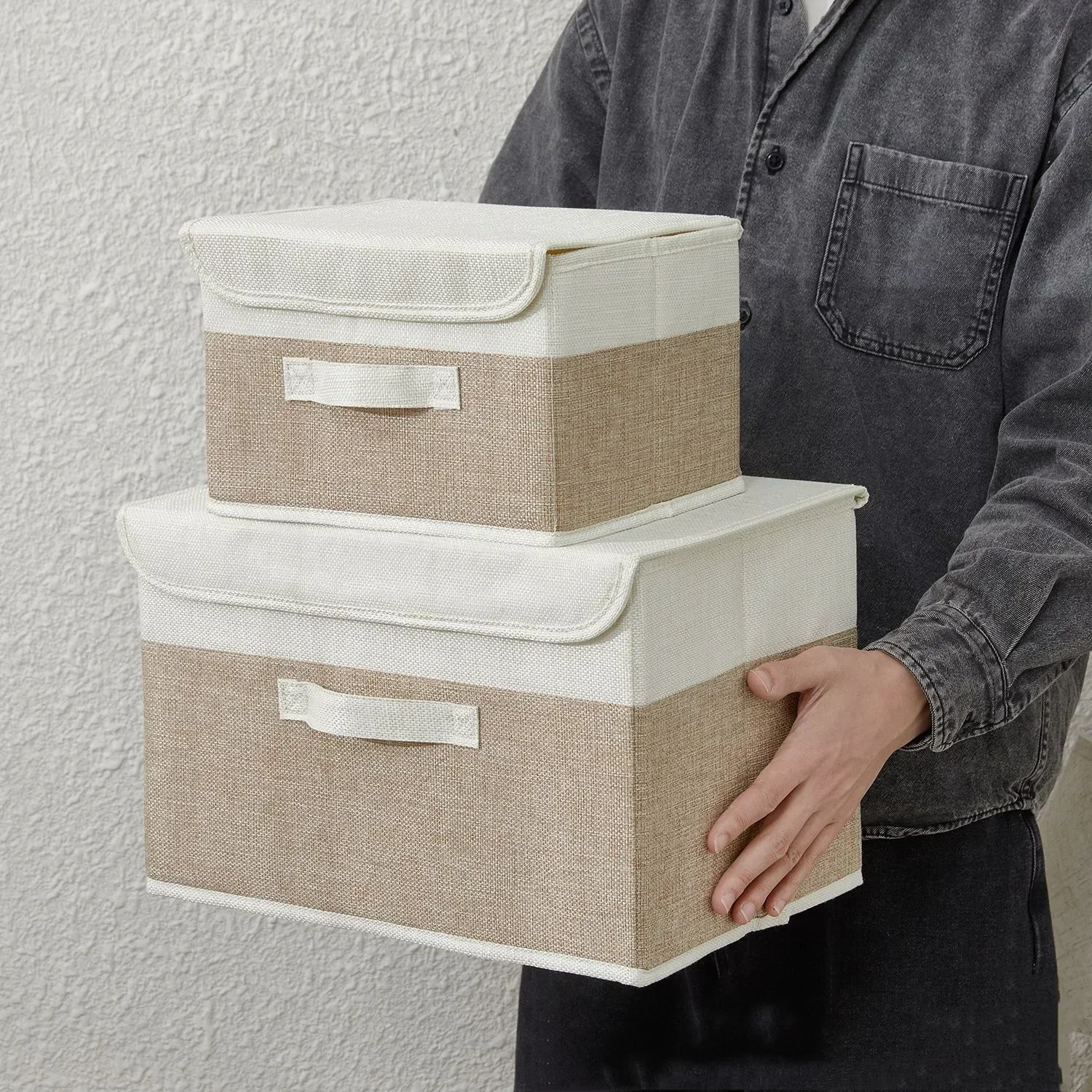 Sock Organizer Tray - Large-capacity Linen Fabric Storage Organizer Foldable