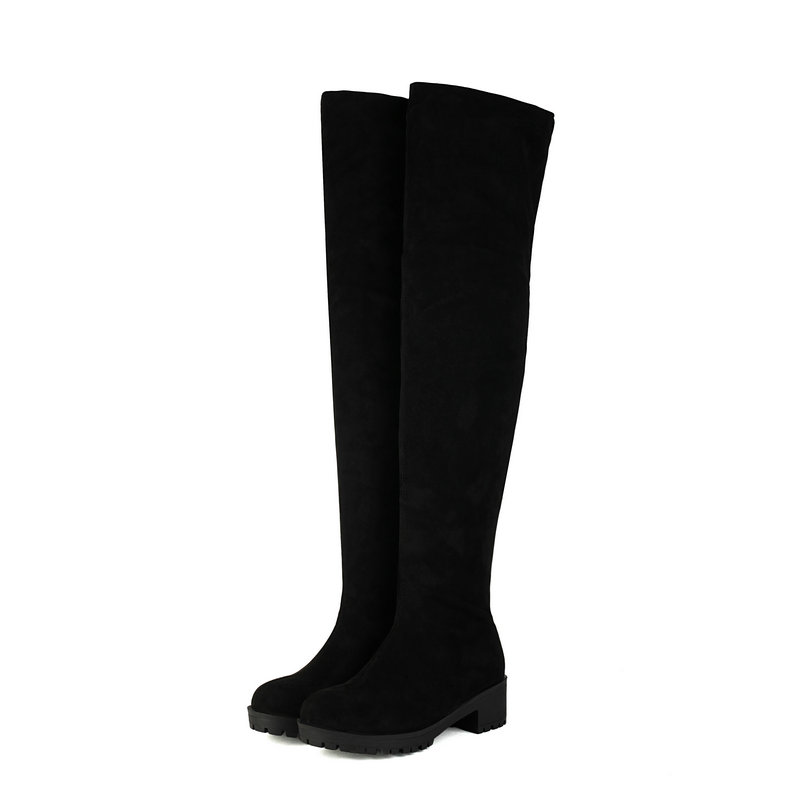Faux Suede Leather Flock Slip- - Knee High Sock Women review and price