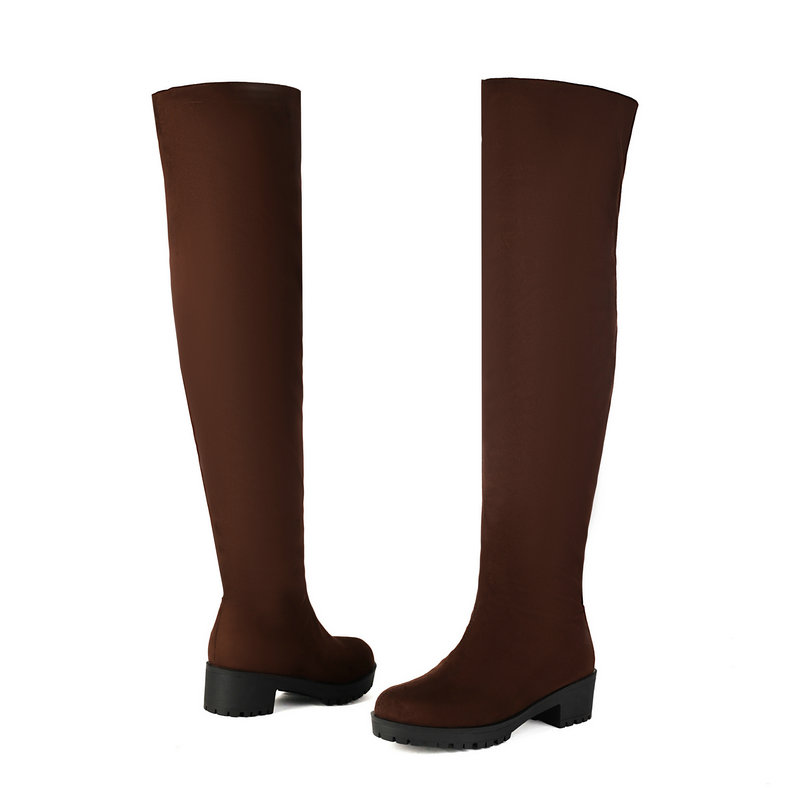Faux Suede Leather Flock Slip- - Knee High Sock Women review and price