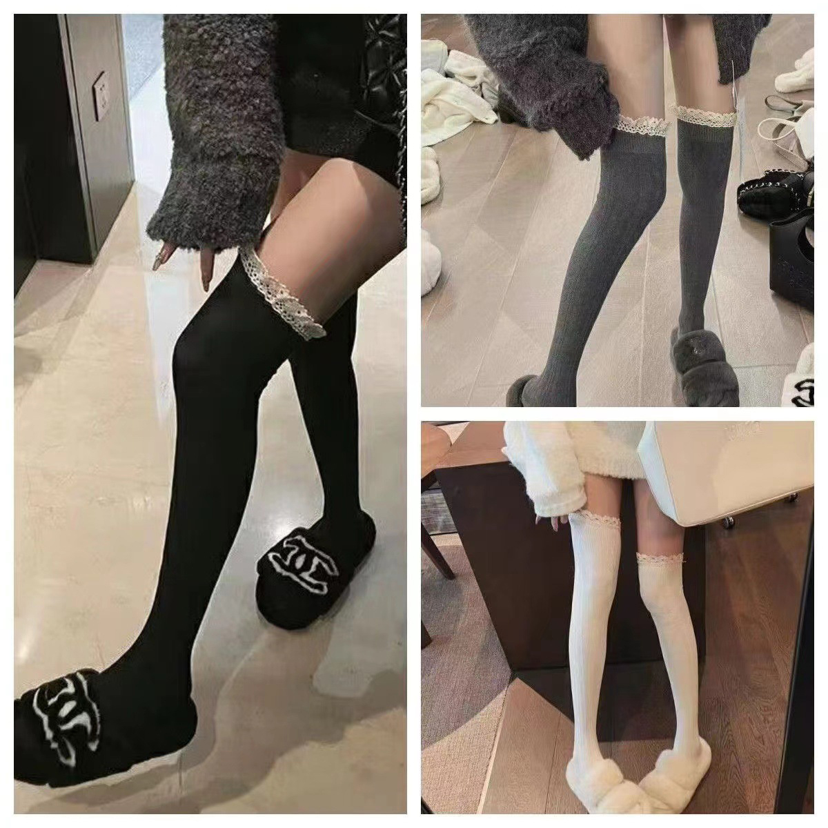 1pair Sexy Lace Up Long Knee S - Knee High Sock Women review and price